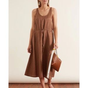Raquel Allegra Tank Drawstring Dress in Brown Sand Polka Dot